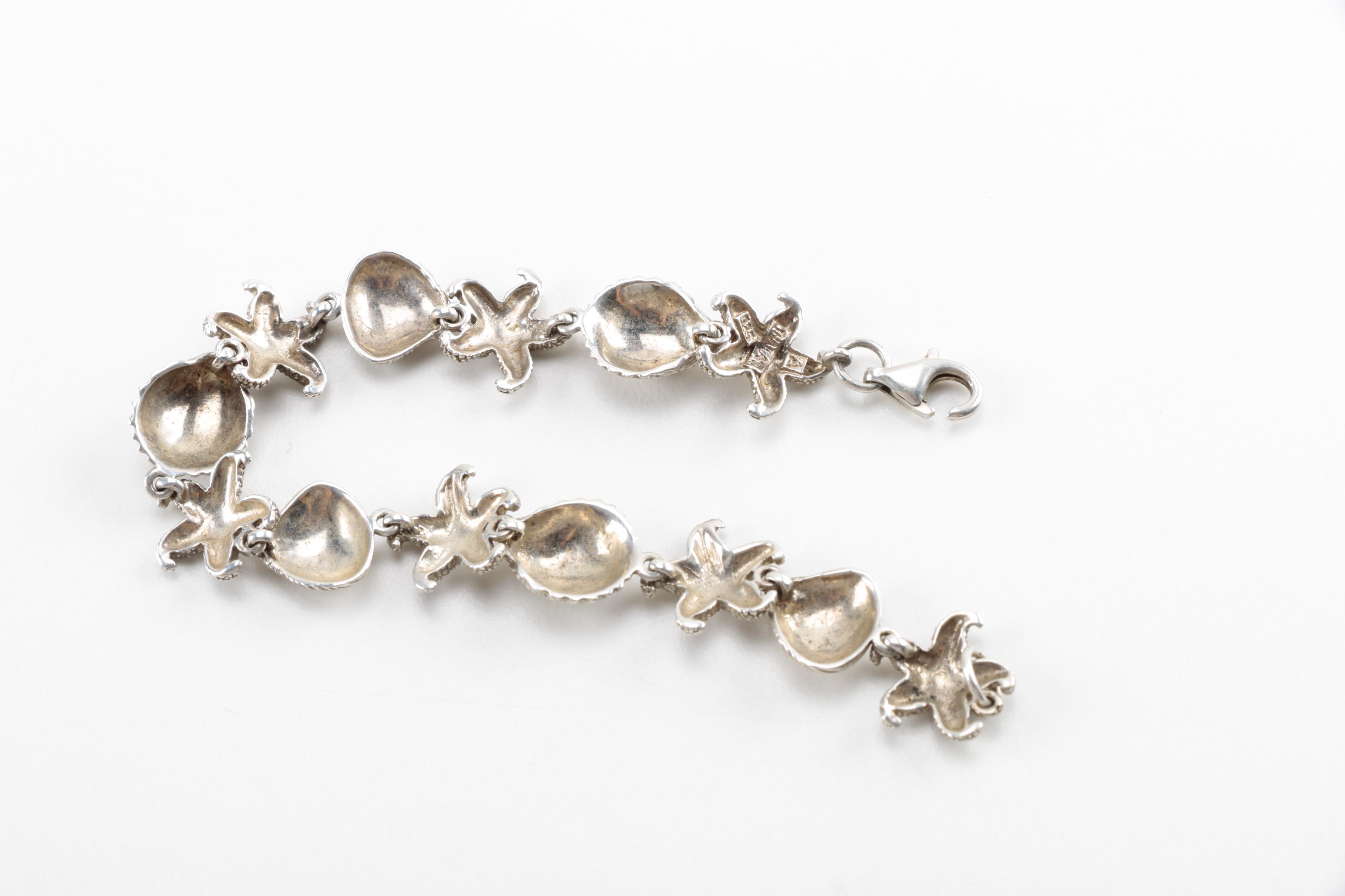 Sterling Silver Bracelets, Necklace and Brooch