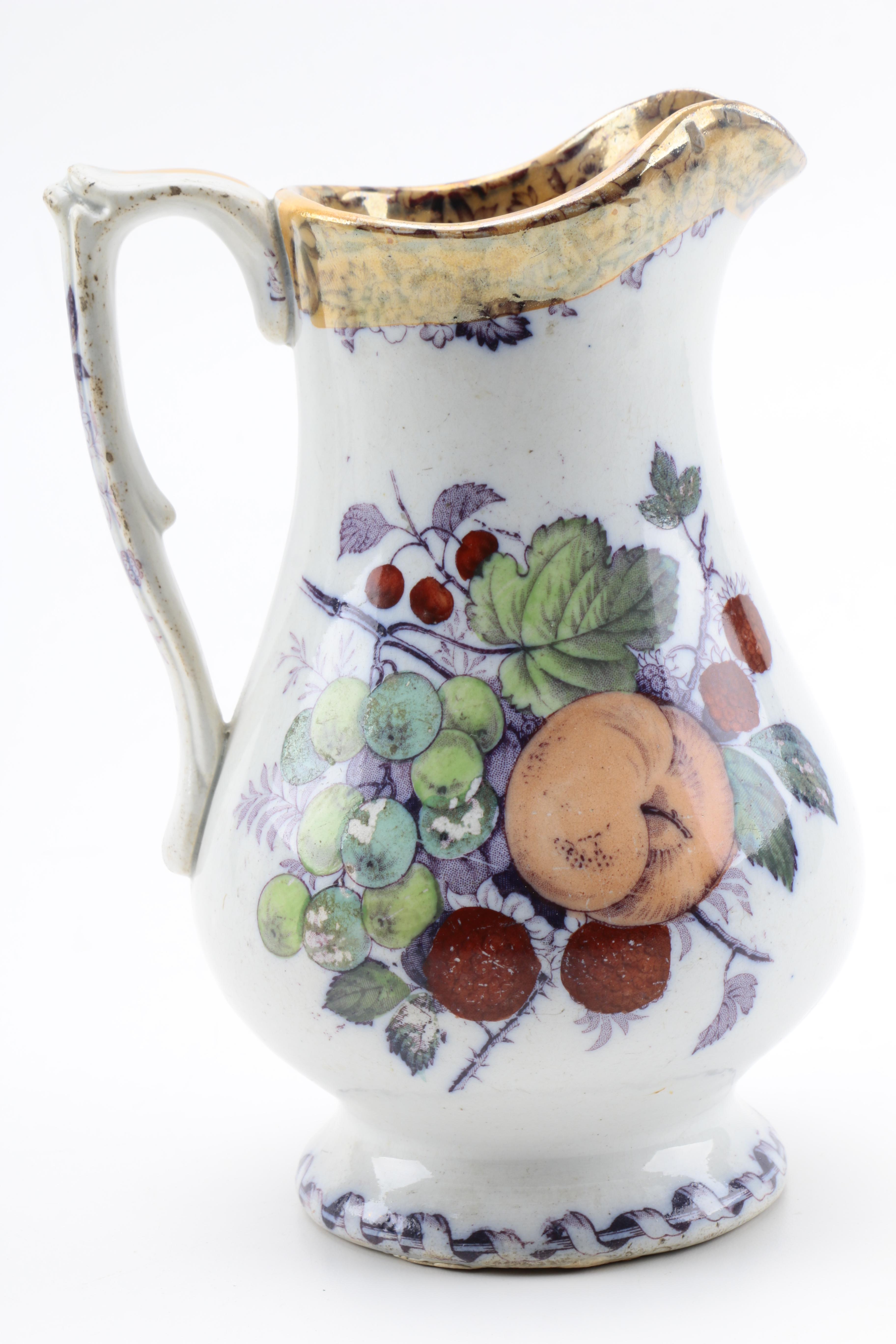 Assorted Glass and Antique Ceramic Pitchers