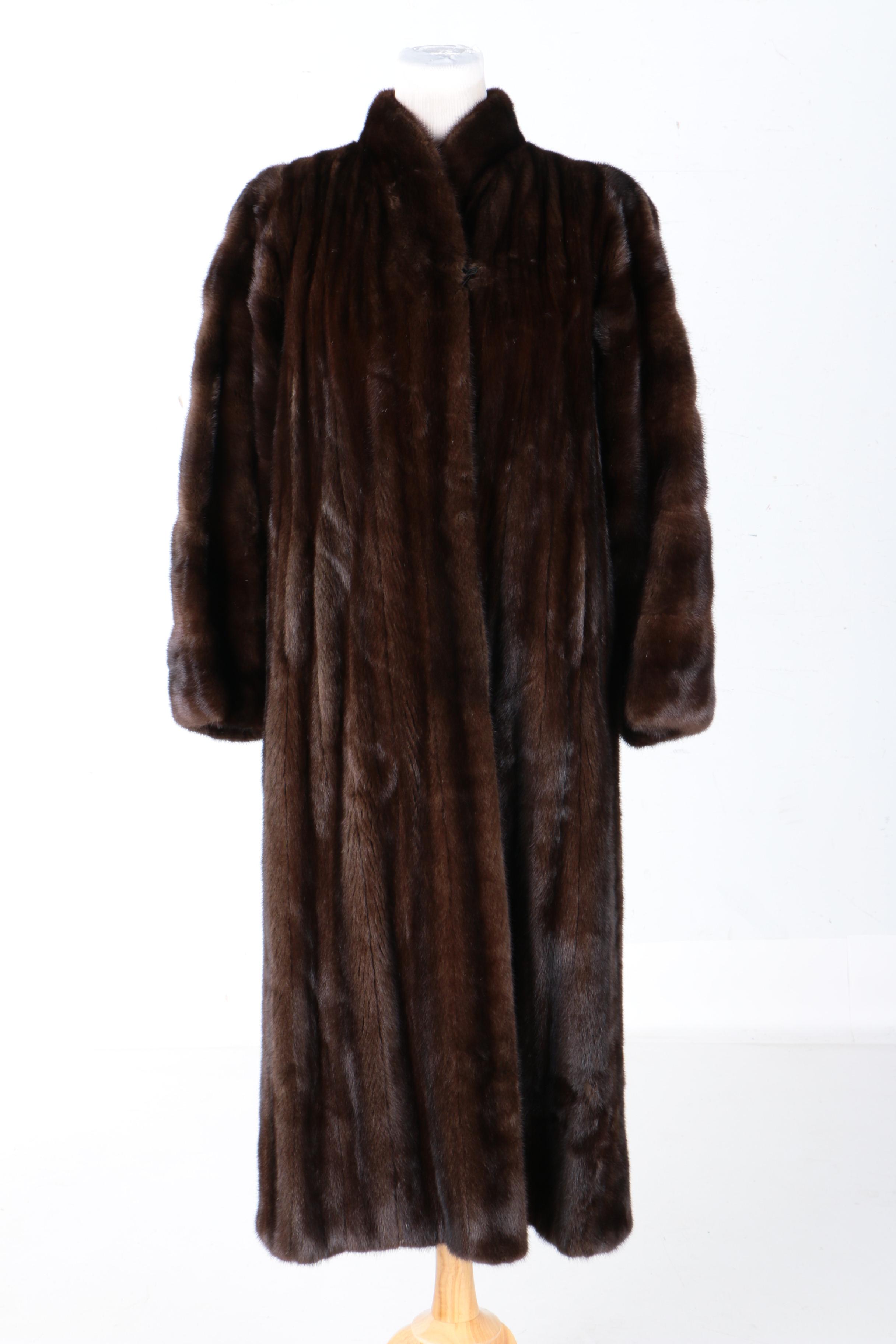 Full-Length Dark Brown Marten Fur Coat
