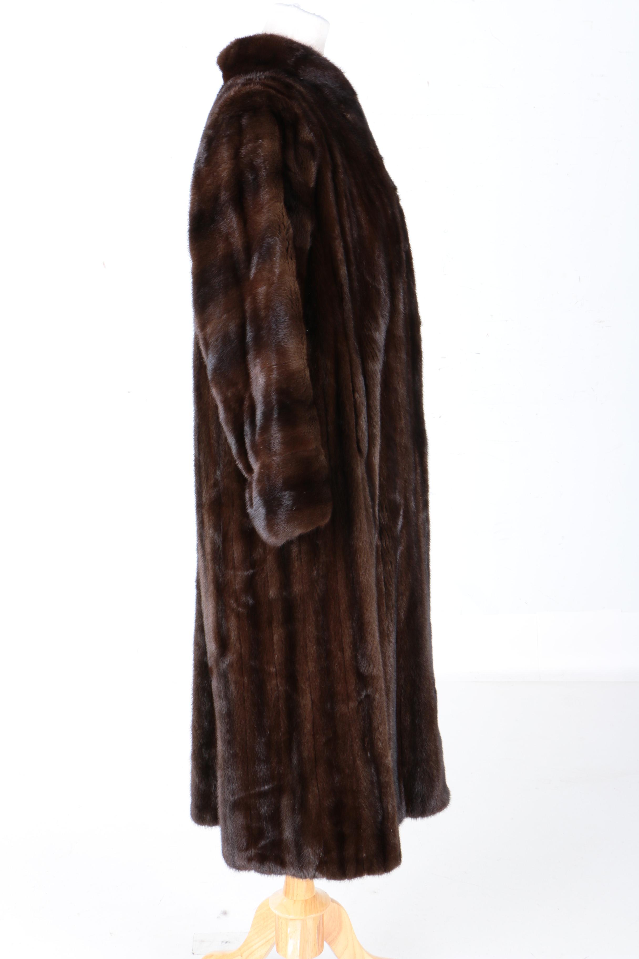 Full-Length Dark Brown Marten Fur Coat
