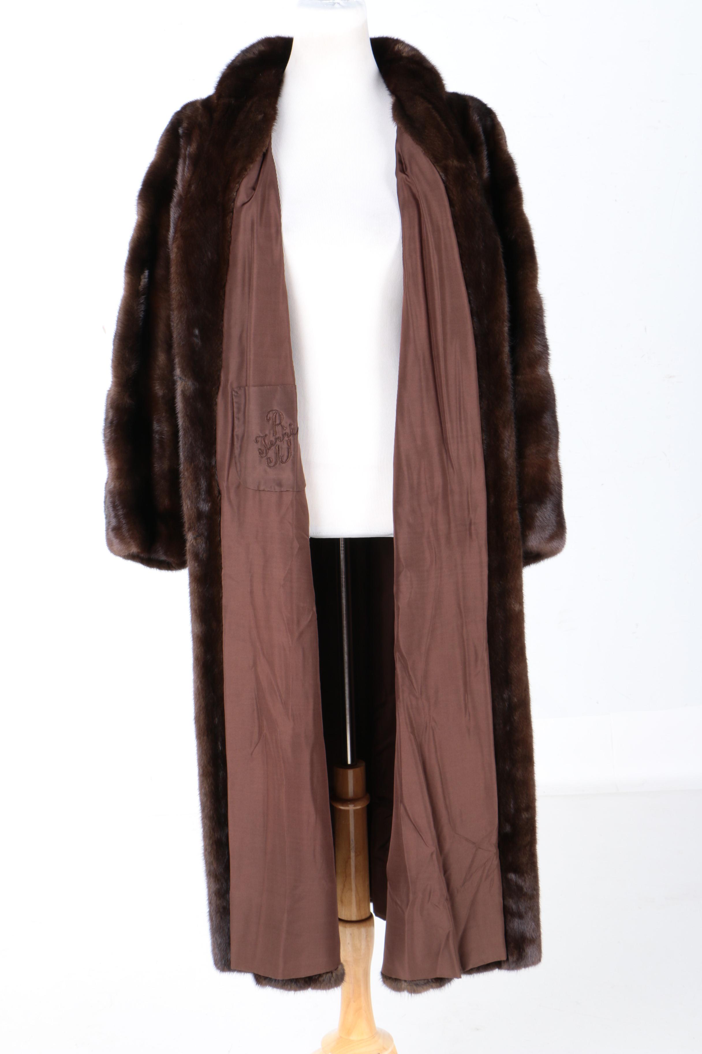 Full-Length Dark Brown Marten Fur Coat