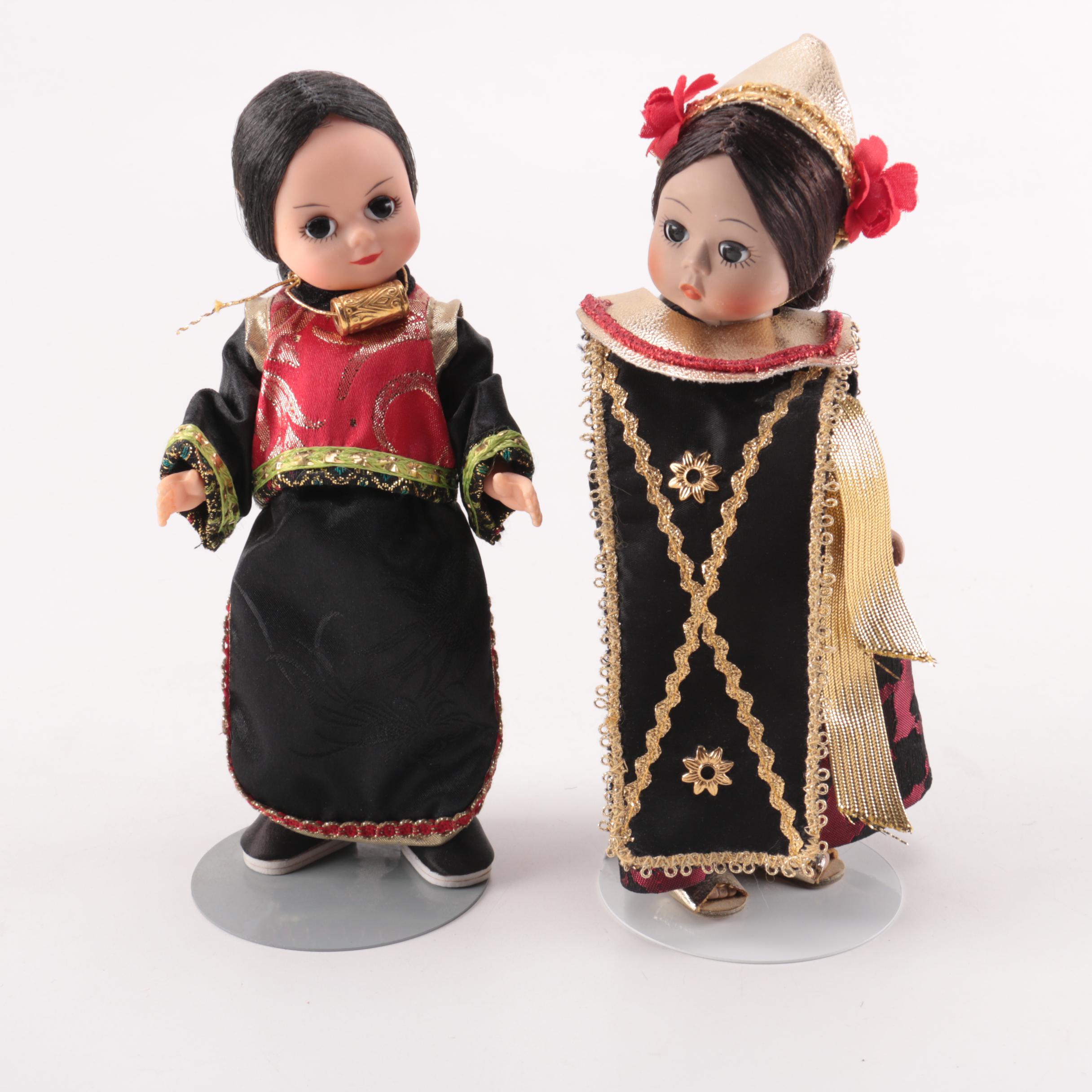 Dolls in Asian and Florentine Style Costumes