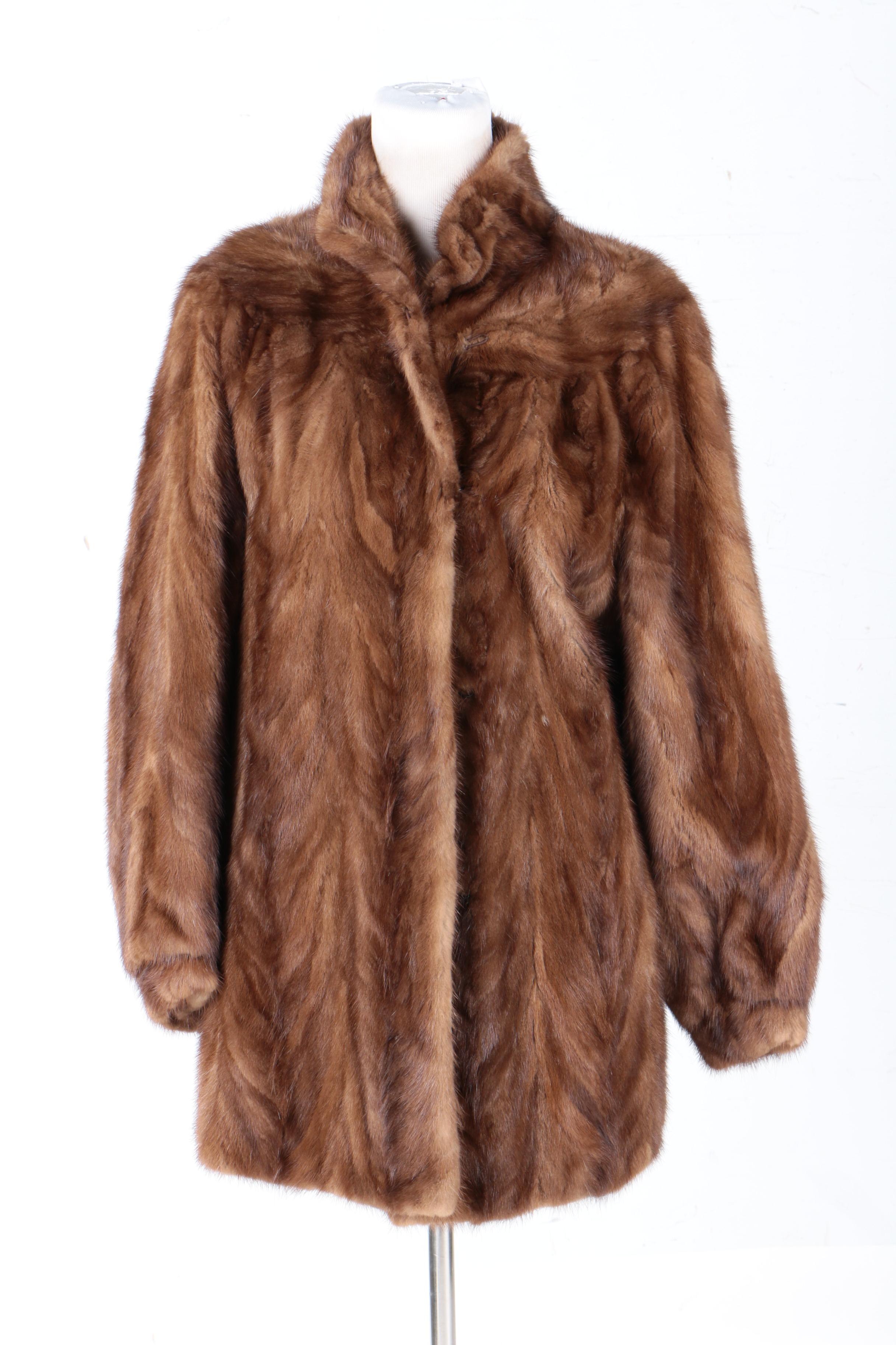 Brown Pawed Mink Fur Coat