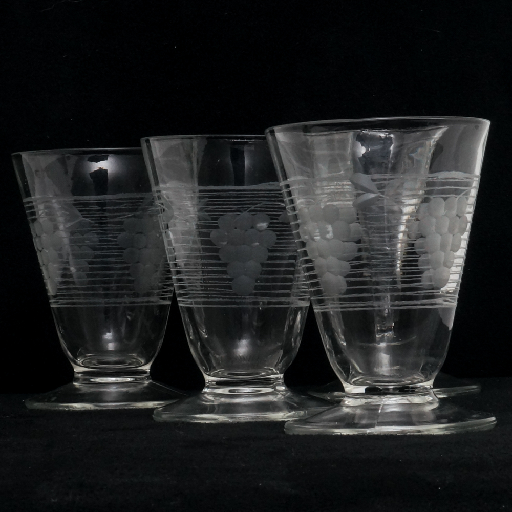 Collection of Vintage Etched Glasses