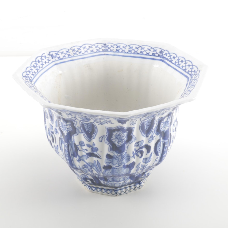 Chinese White and Blue Ceramic Planter