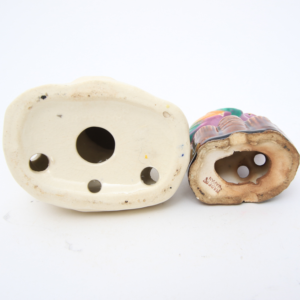 Three Vintage Japanese Ceramic Flower Frogs