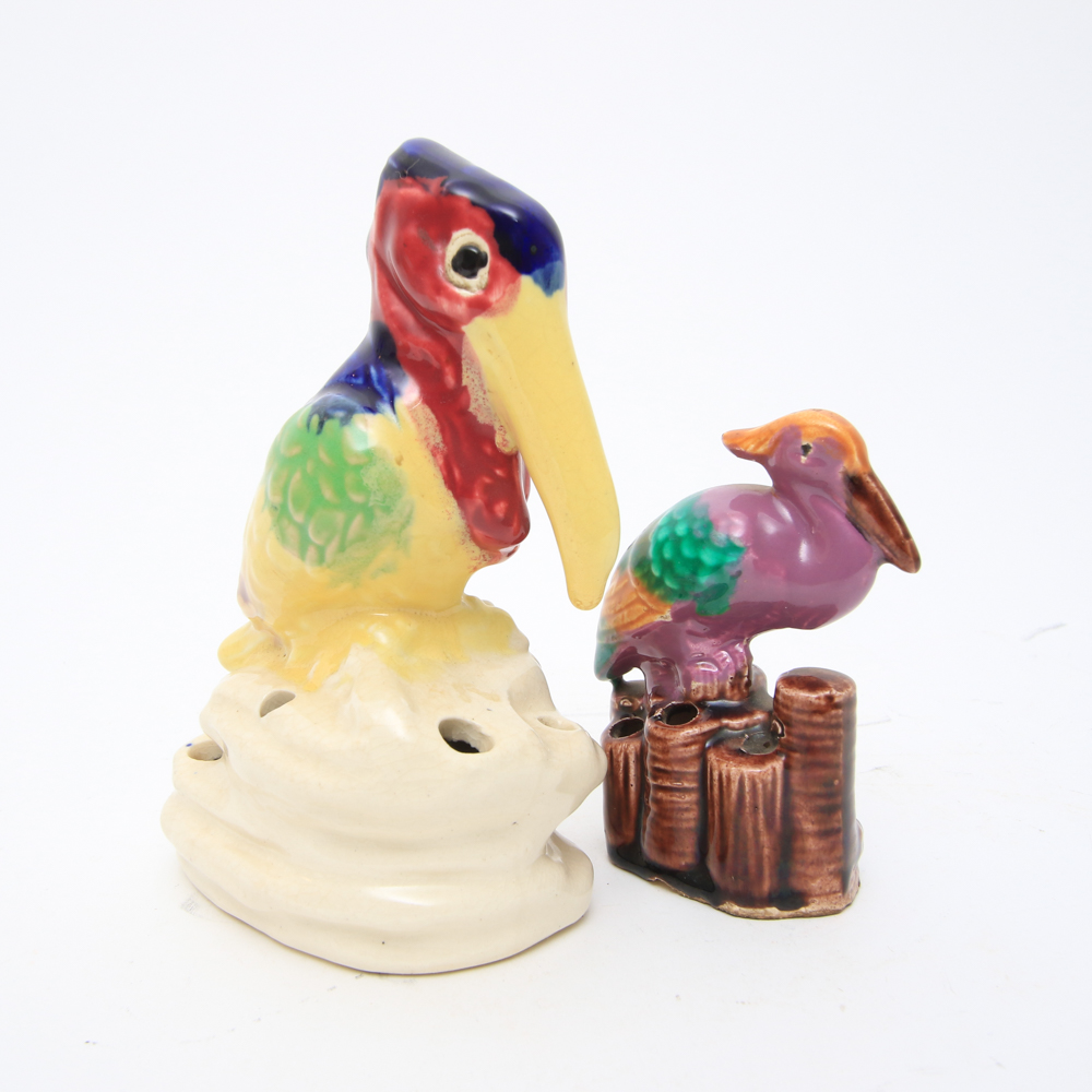 Three Vintage Japanese Ceramic Flower Frogs