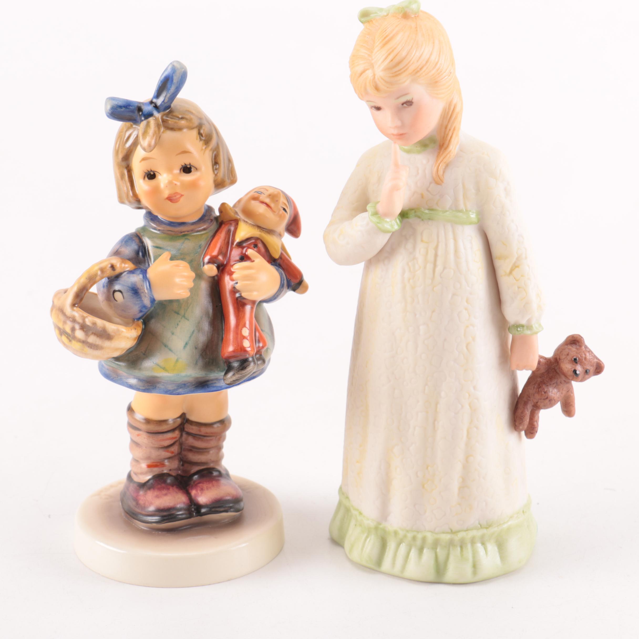 Goebel Collector's Club "Hush-A-Bye" and "What Now?" Porcelain Figurines