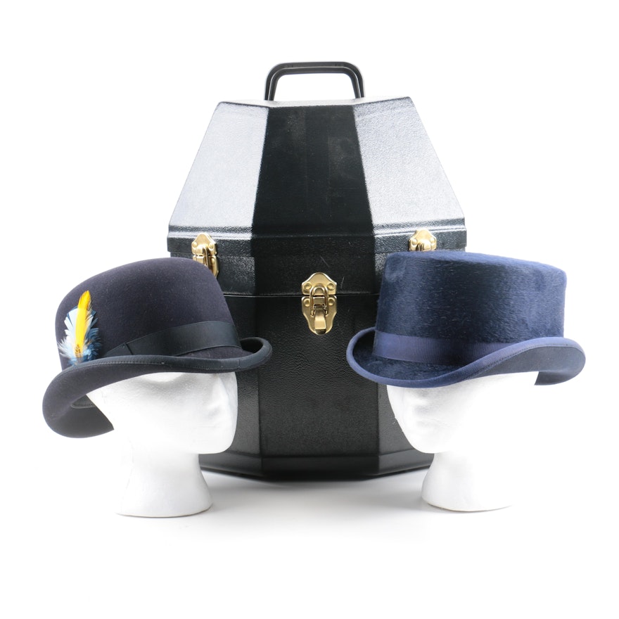 Women's Dressage Top Hat and Bowler with Black Hat Case