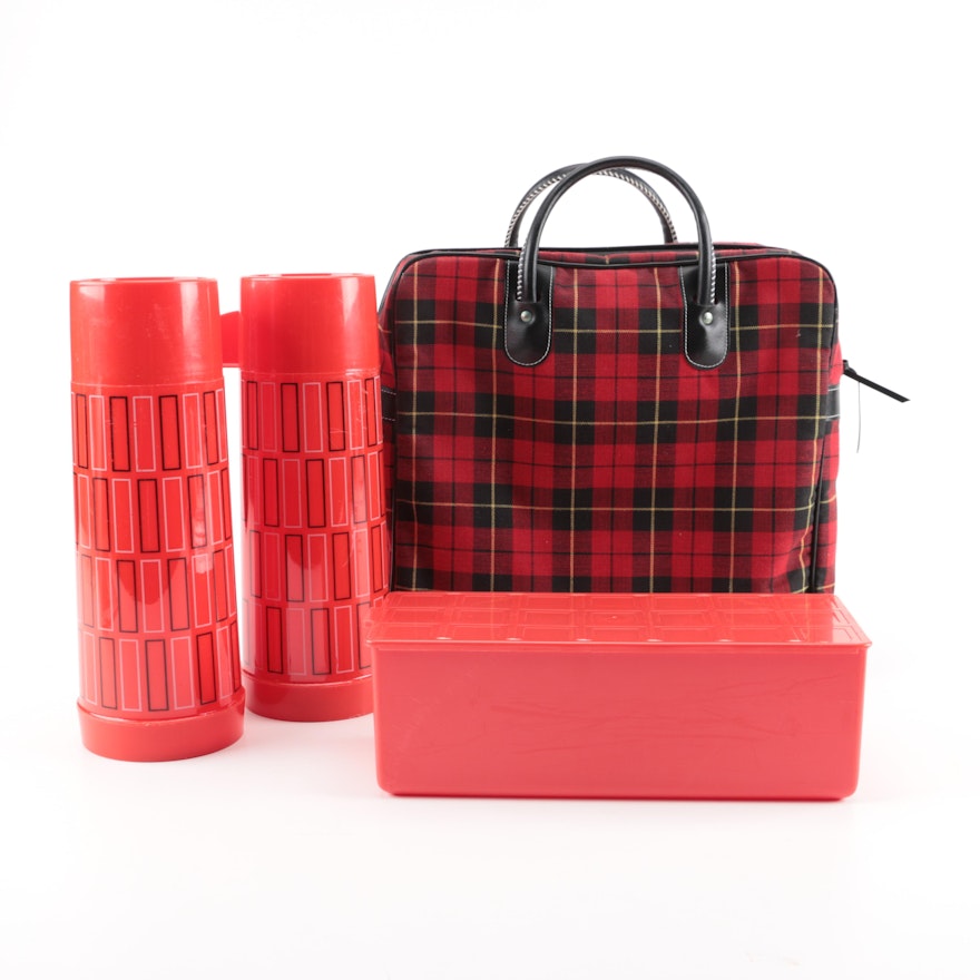 Black and Red Plaid Lunch Bag and Accessories