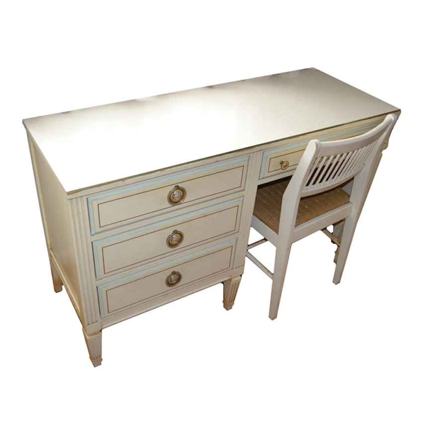 Cream-Painted Desk With Fragonard Style Pulls