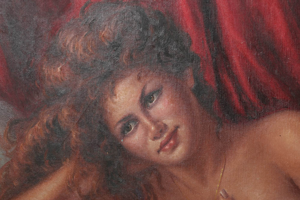 Gaetano Vitale Oil Painting on Canvas of a Reclining Woman