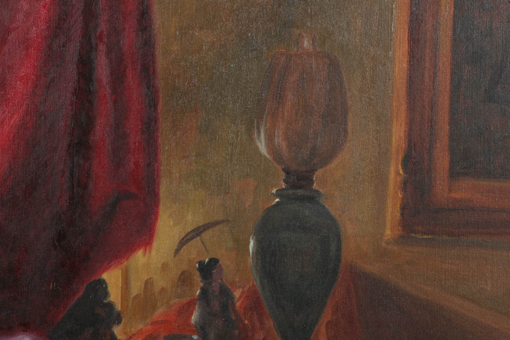 Gaetano Vitale Oil Painting on Canvas of a Reclining Woman