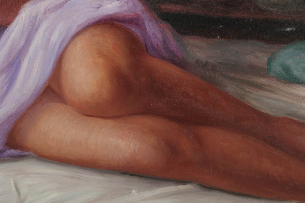 Gaetano Vitale Oil Painting on Canvas of a Reclining Woman