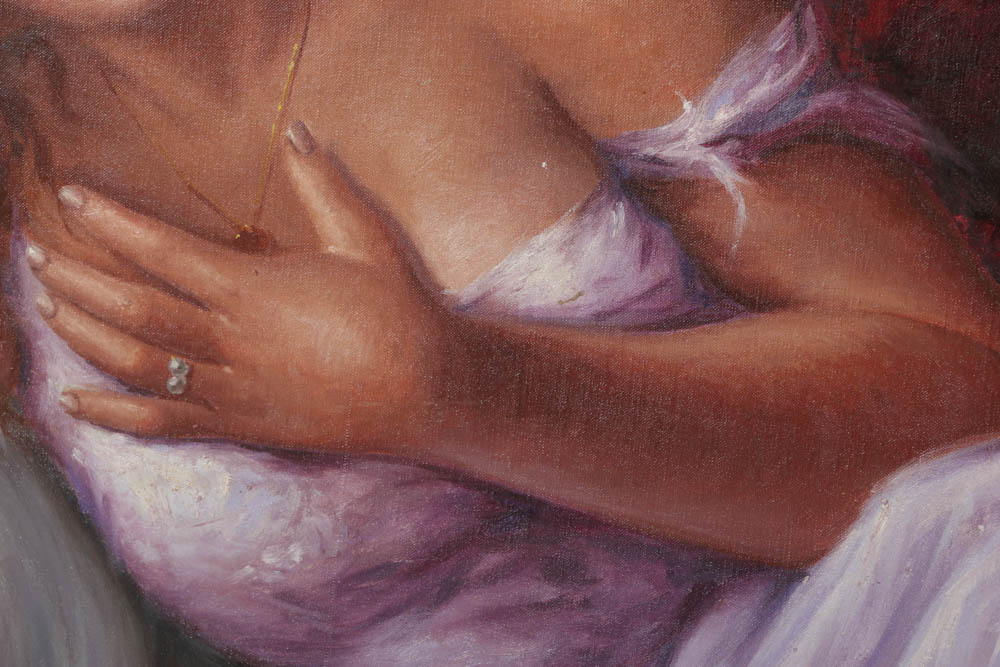 Gaetano Vitale Oil Painting on Canvas of a Reclining Woman