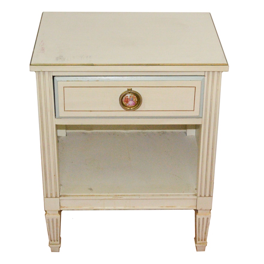 Cream-Painted Nightstand With Fragonard Style Pull