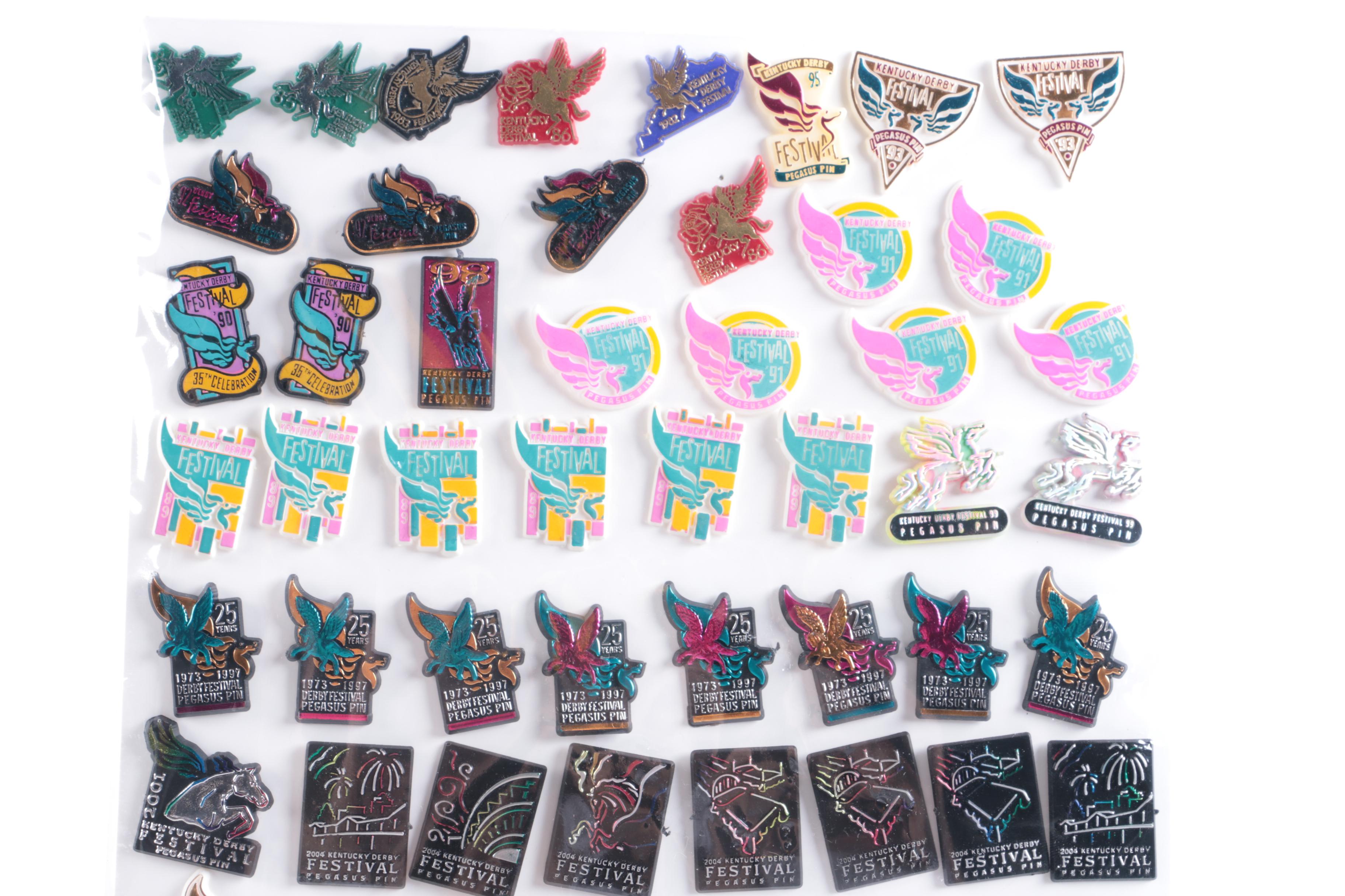 Collection of Kentucky Derby Caps and Lapel Pins