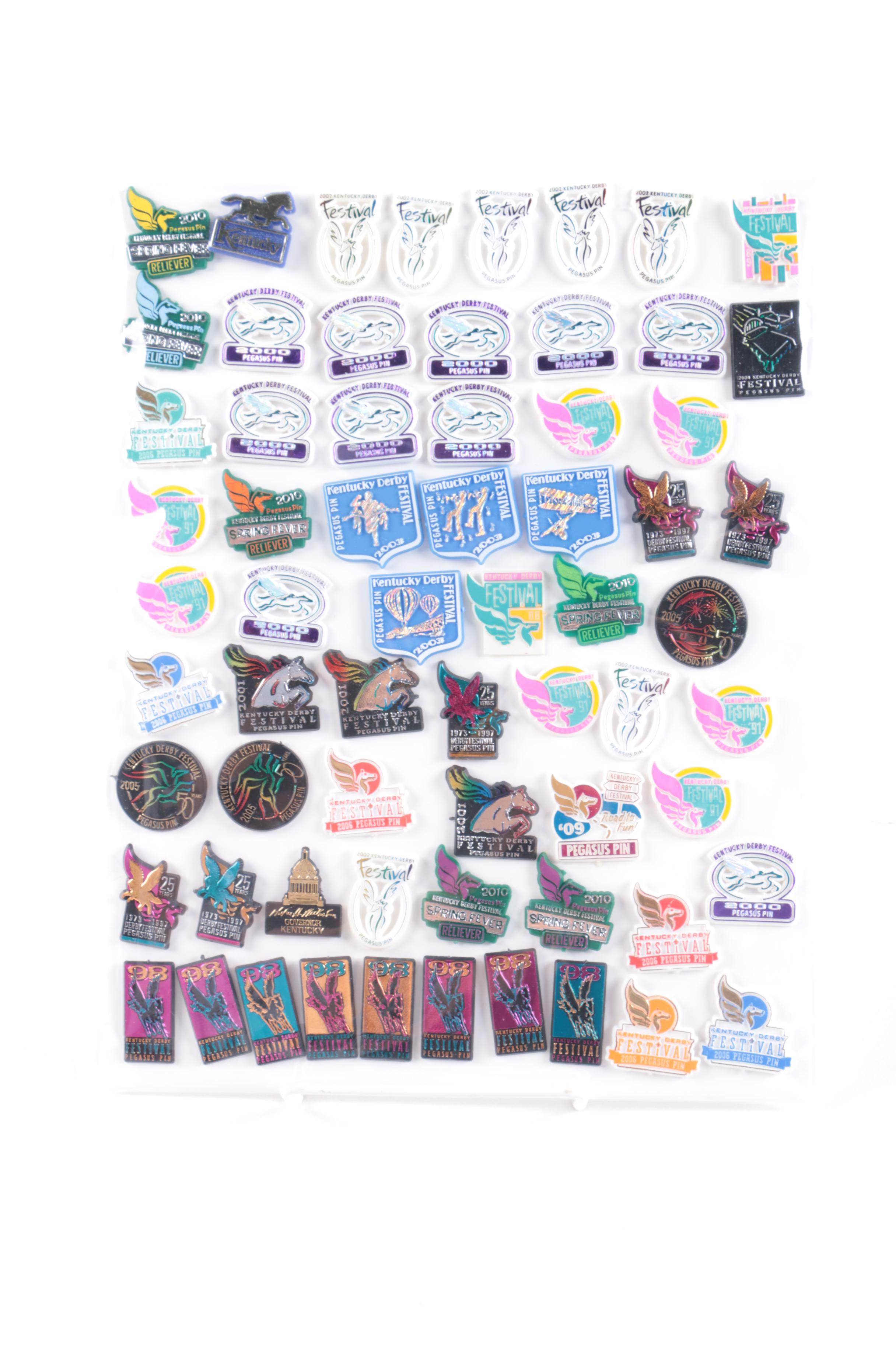 Collection of Kentucky Derby Caps and Lapel Pins