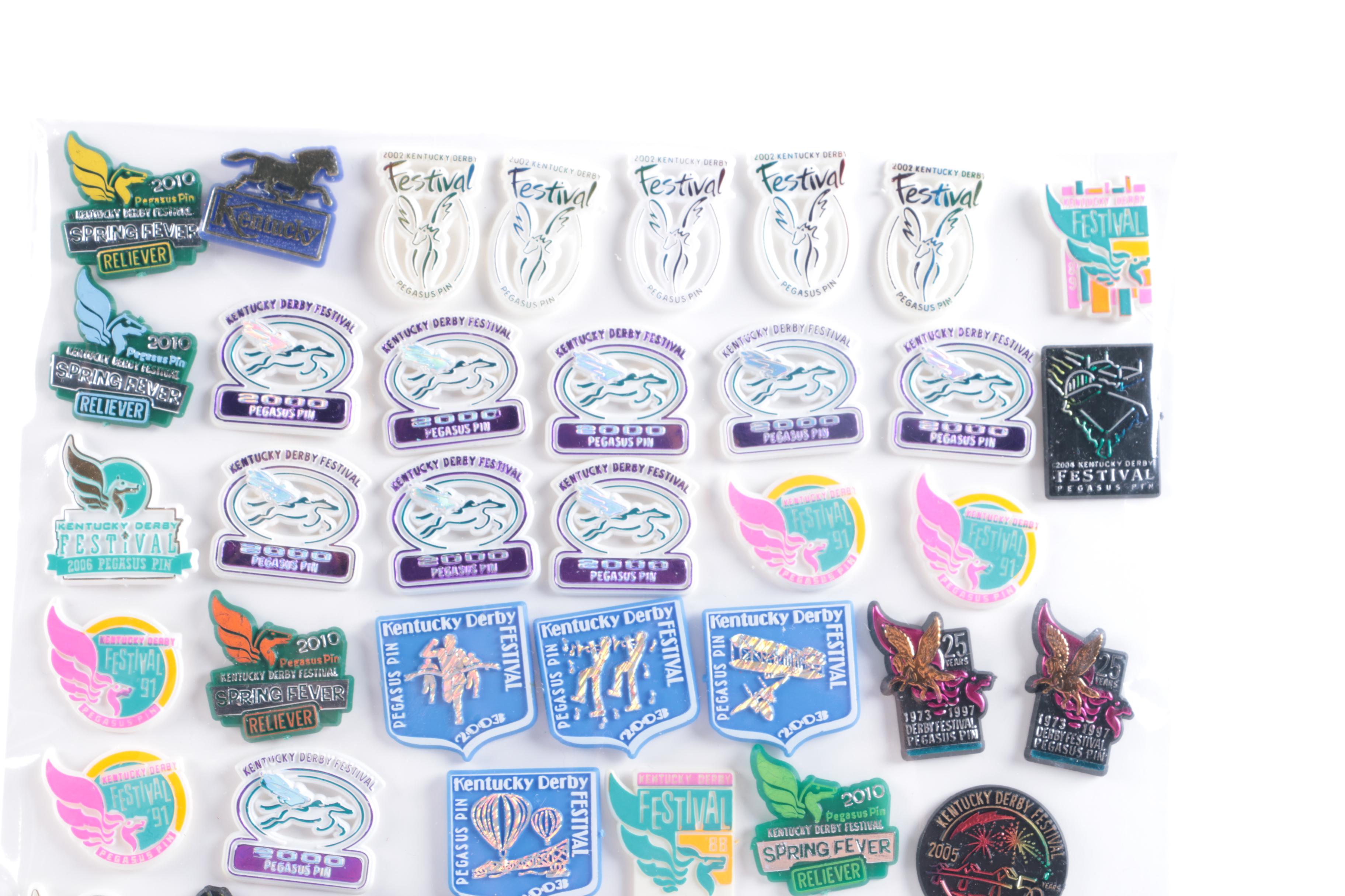 Collection of Kentucky Derby Caps and Lapel Pins