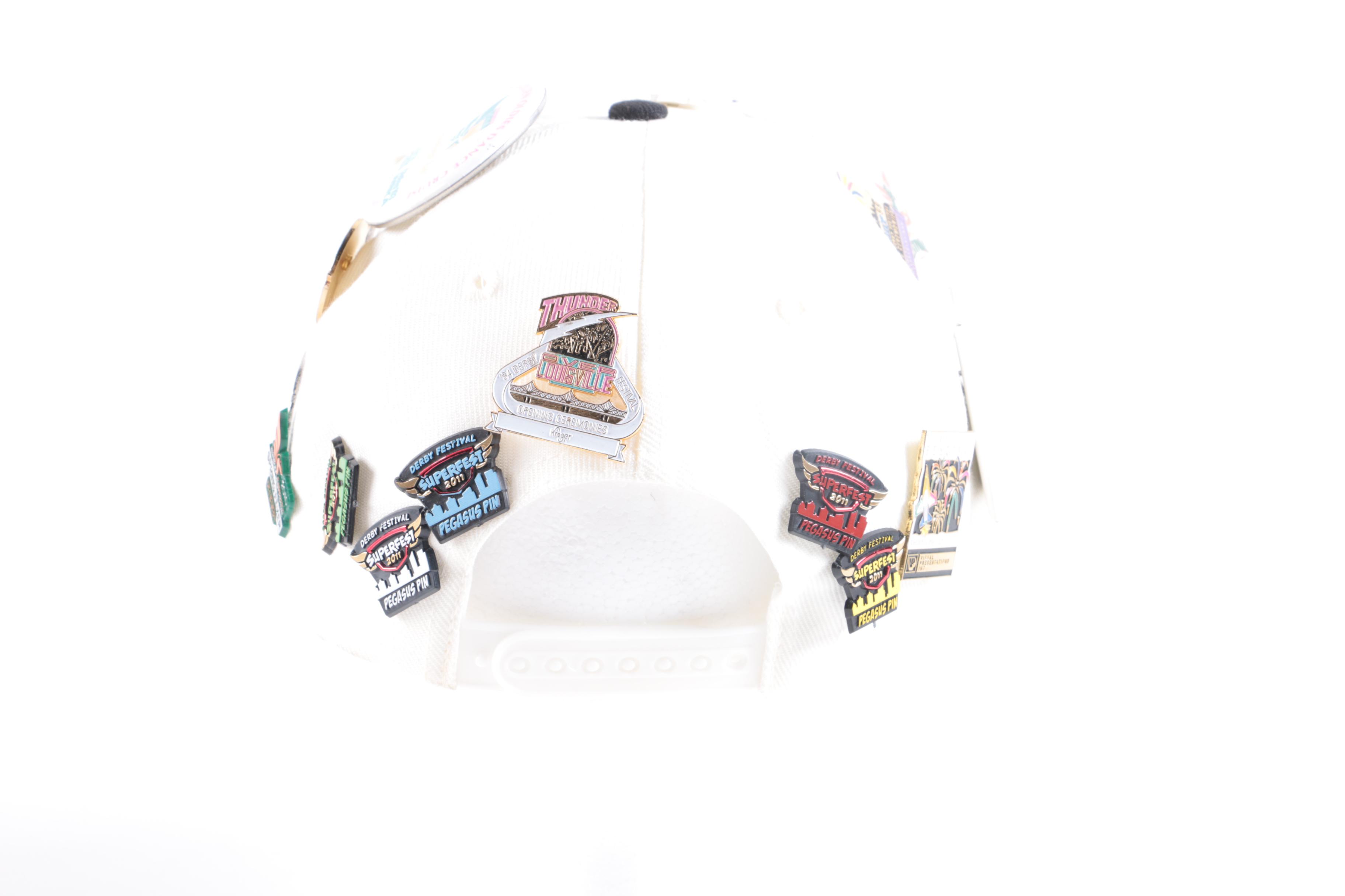 Collection of Kentucky Derby Caps and Lapel Pins