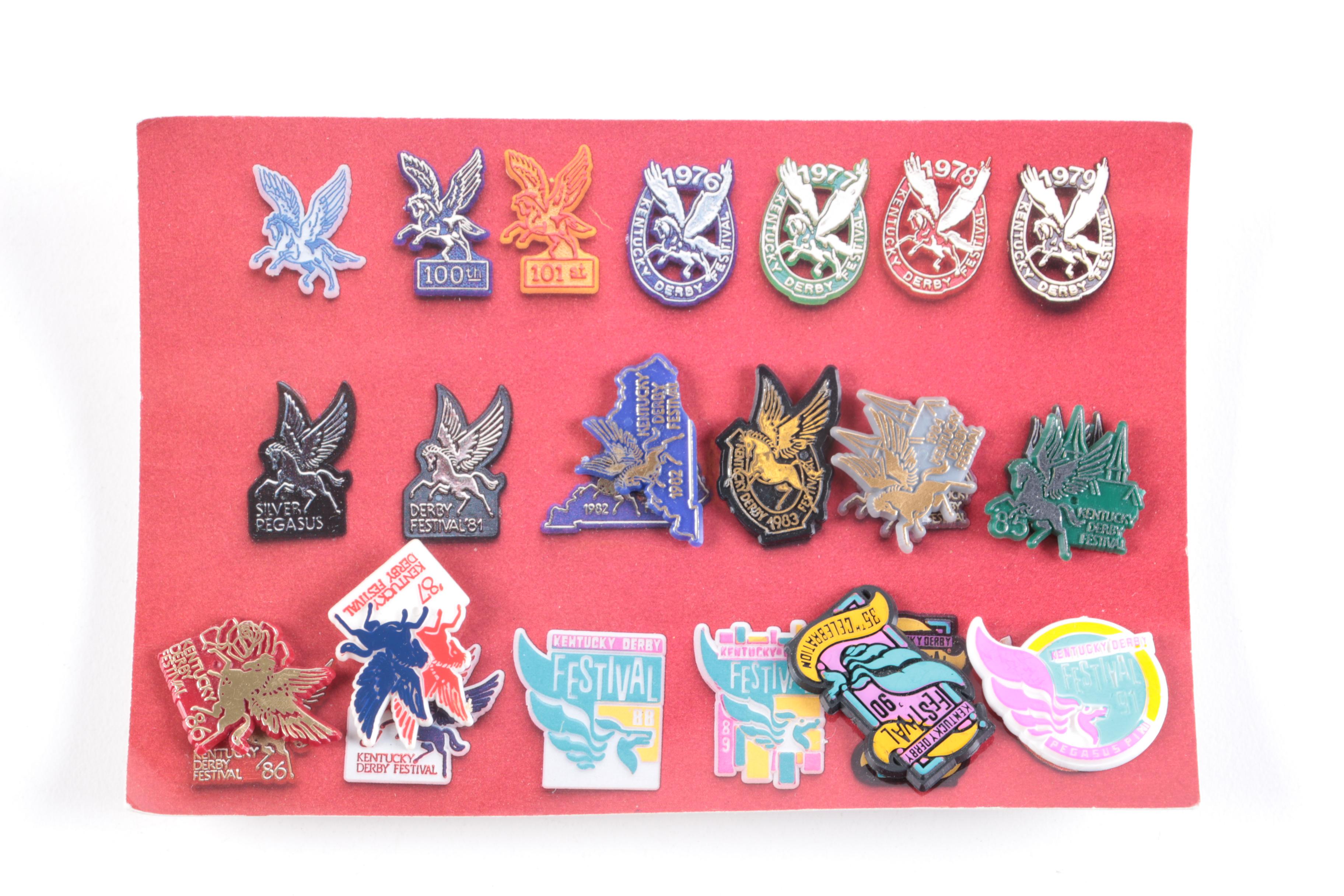 Collection of Kentucky Derby Caps and Lapel Pins