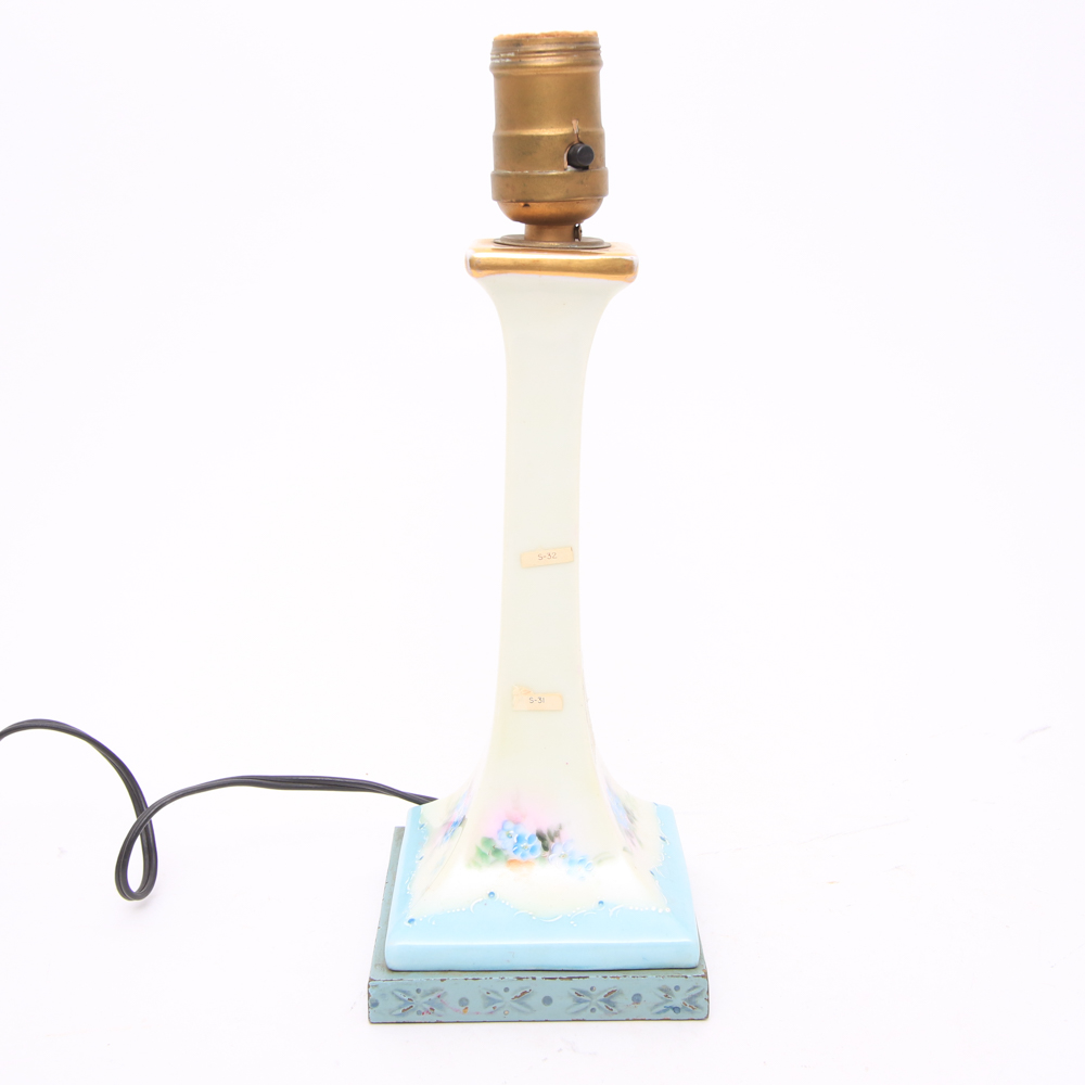 1930's Floral Porcelain Table Lamp