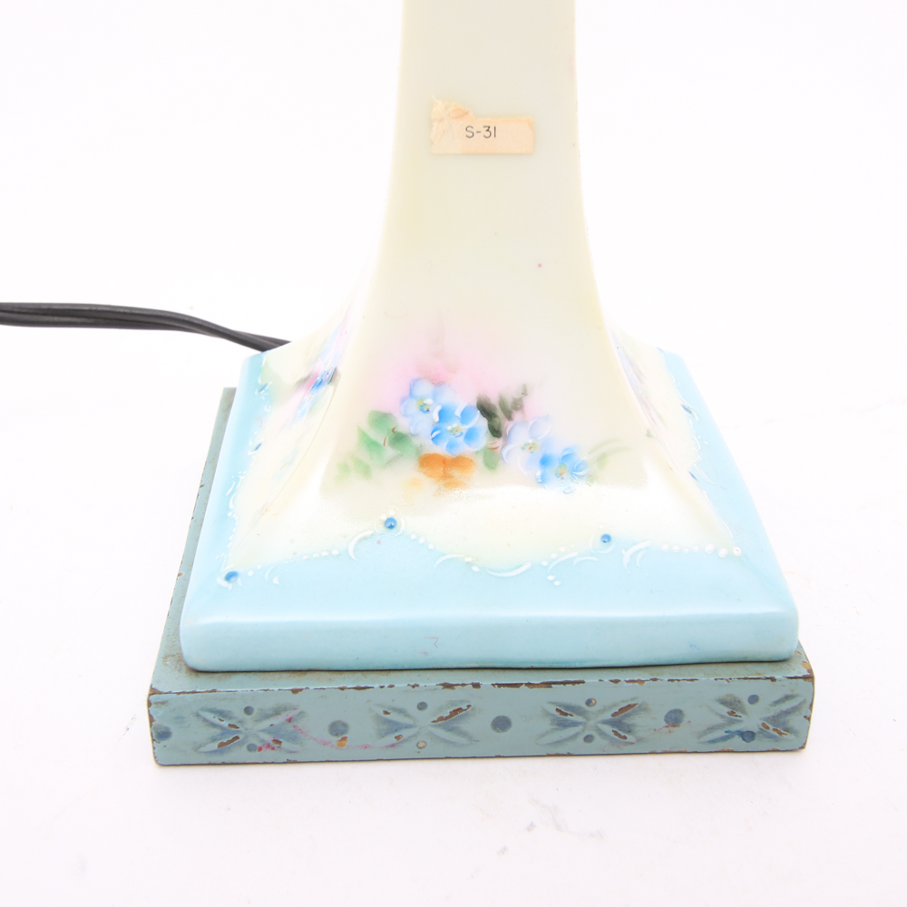 1930's Floral Porcelain Table Lamp
