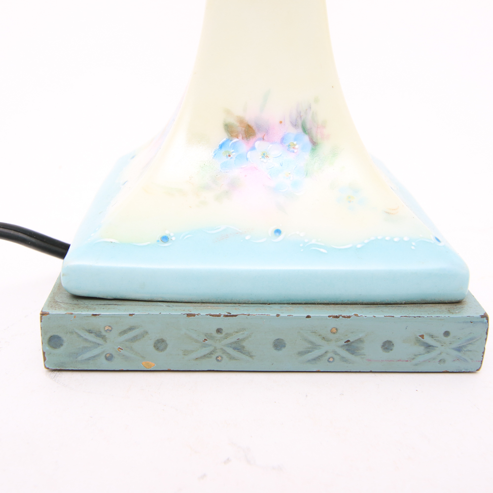 1930's Floral Porcelain Table Lamp