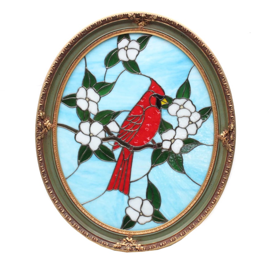 Hand Crafted Stained Glass Cardinal Artwork