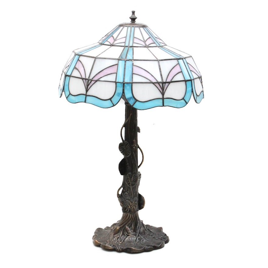 Stained Glass and Bronze Table Lamp