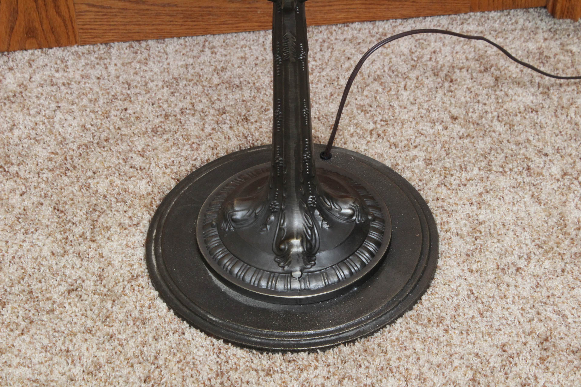 Tiffany Style Stained Glass and Bronze Floor Lamp