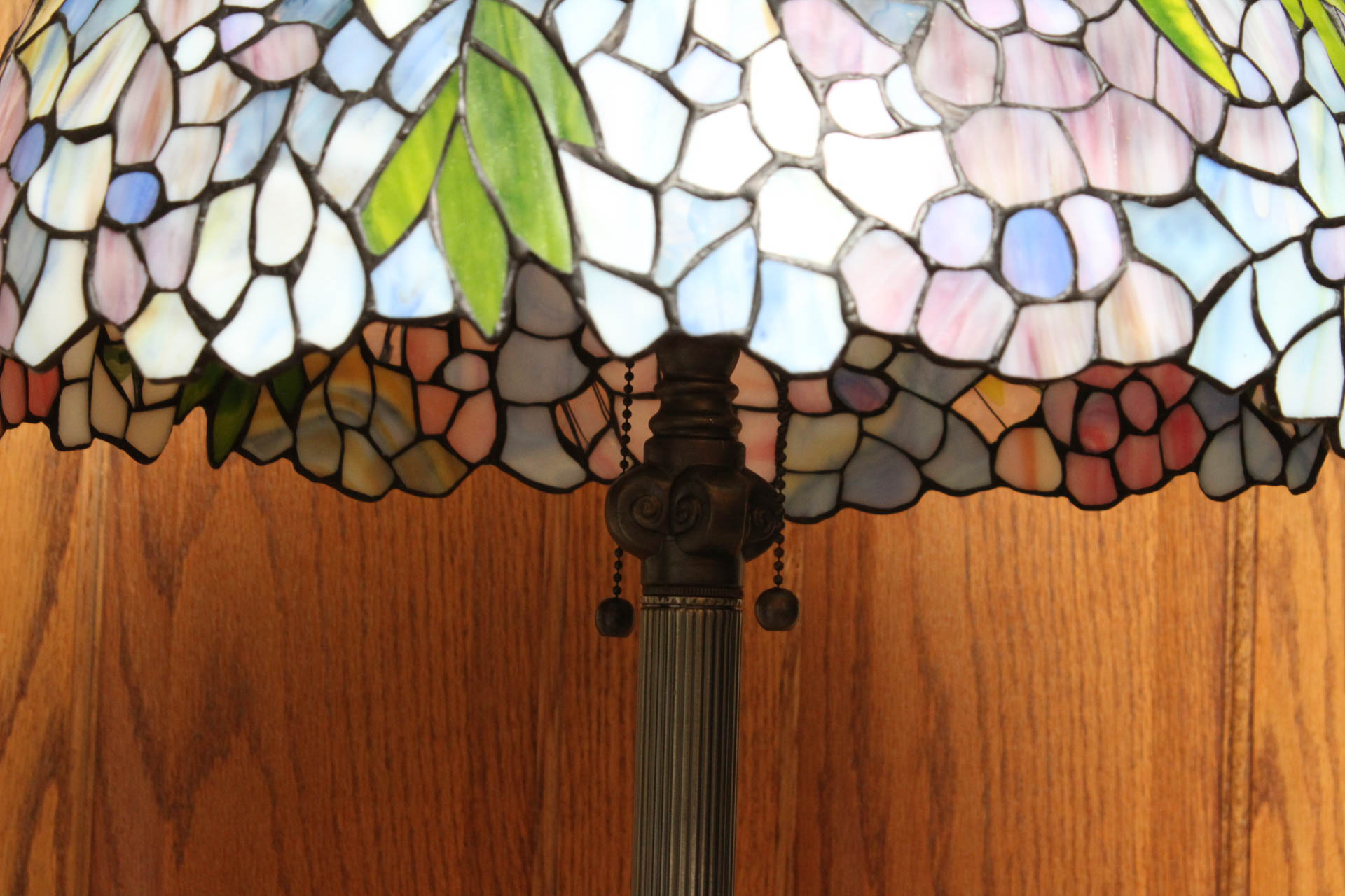 Tiffany Style Stained Glass and Bronze Floor Lamp