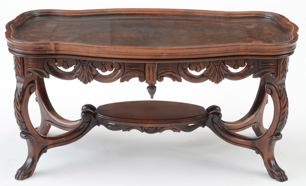 Vintage Book Matched Veneer Top Coffee Table