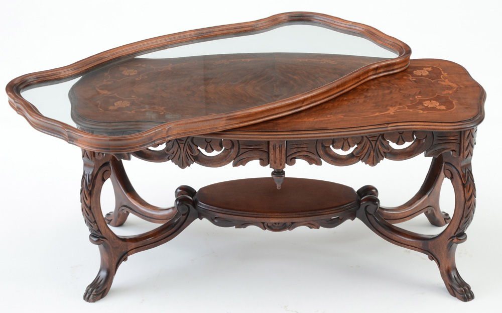 Vintage Book Matched Veneer Top Coffee Table