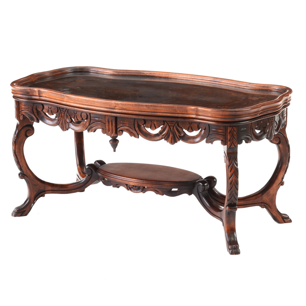 Vintage Book Matched Veneer Top Coffee Table