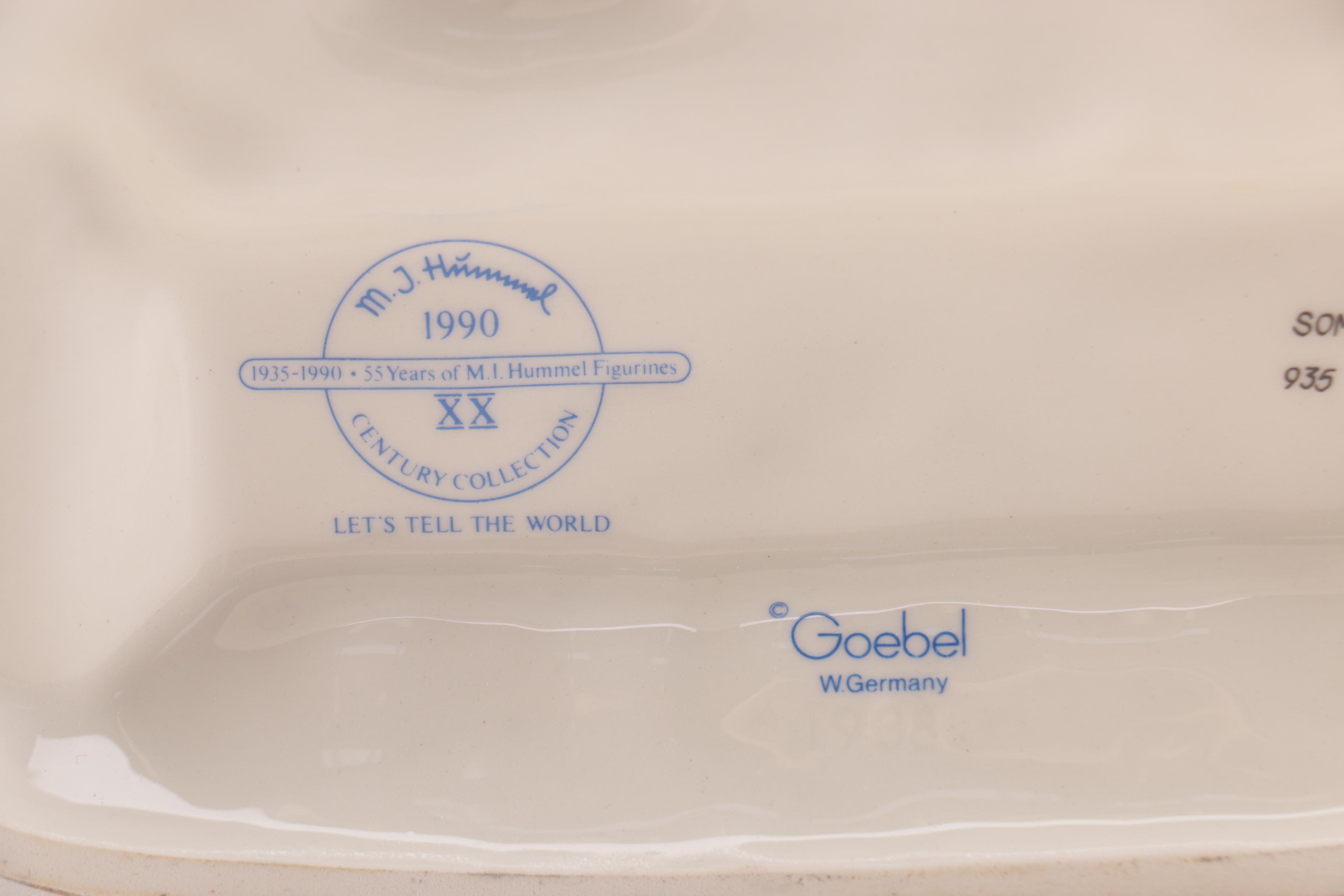 1990 Goebel Hummel "Let's Tell The World" Porcelain Figurine