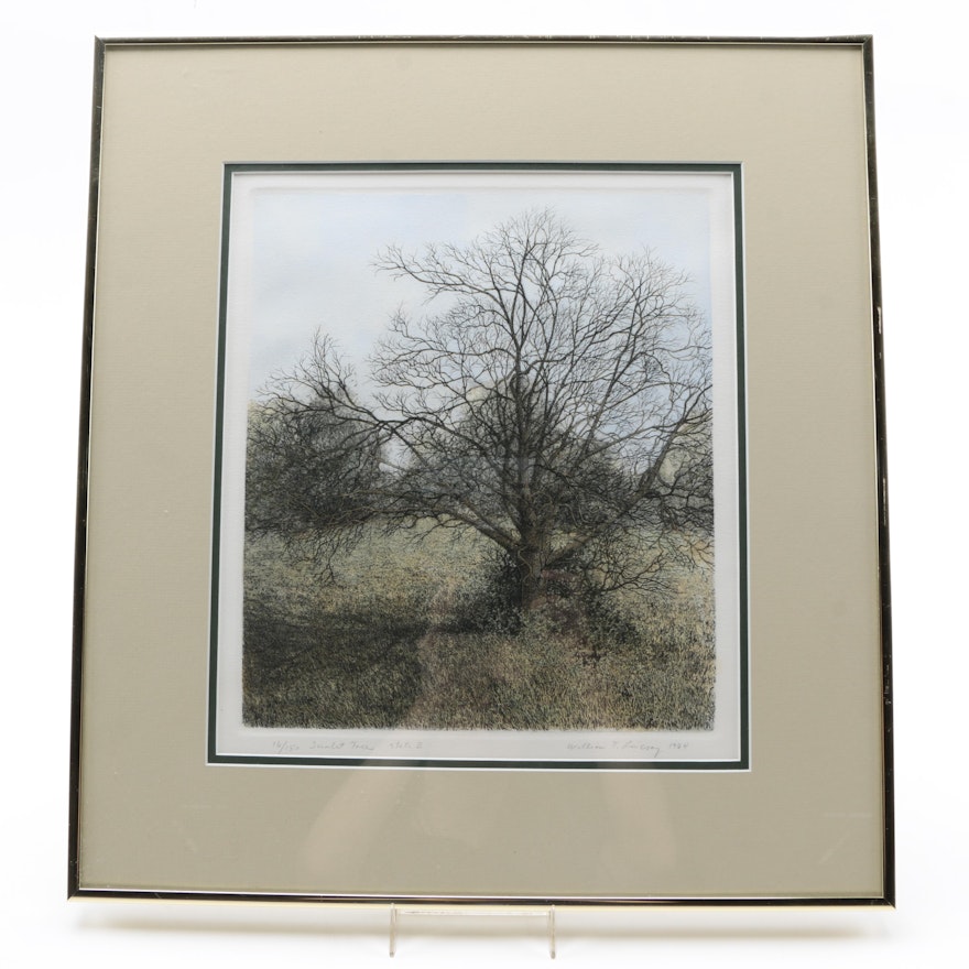 William T. Livesay Limited Edition Aquatint Etching "Sunlit Tree"