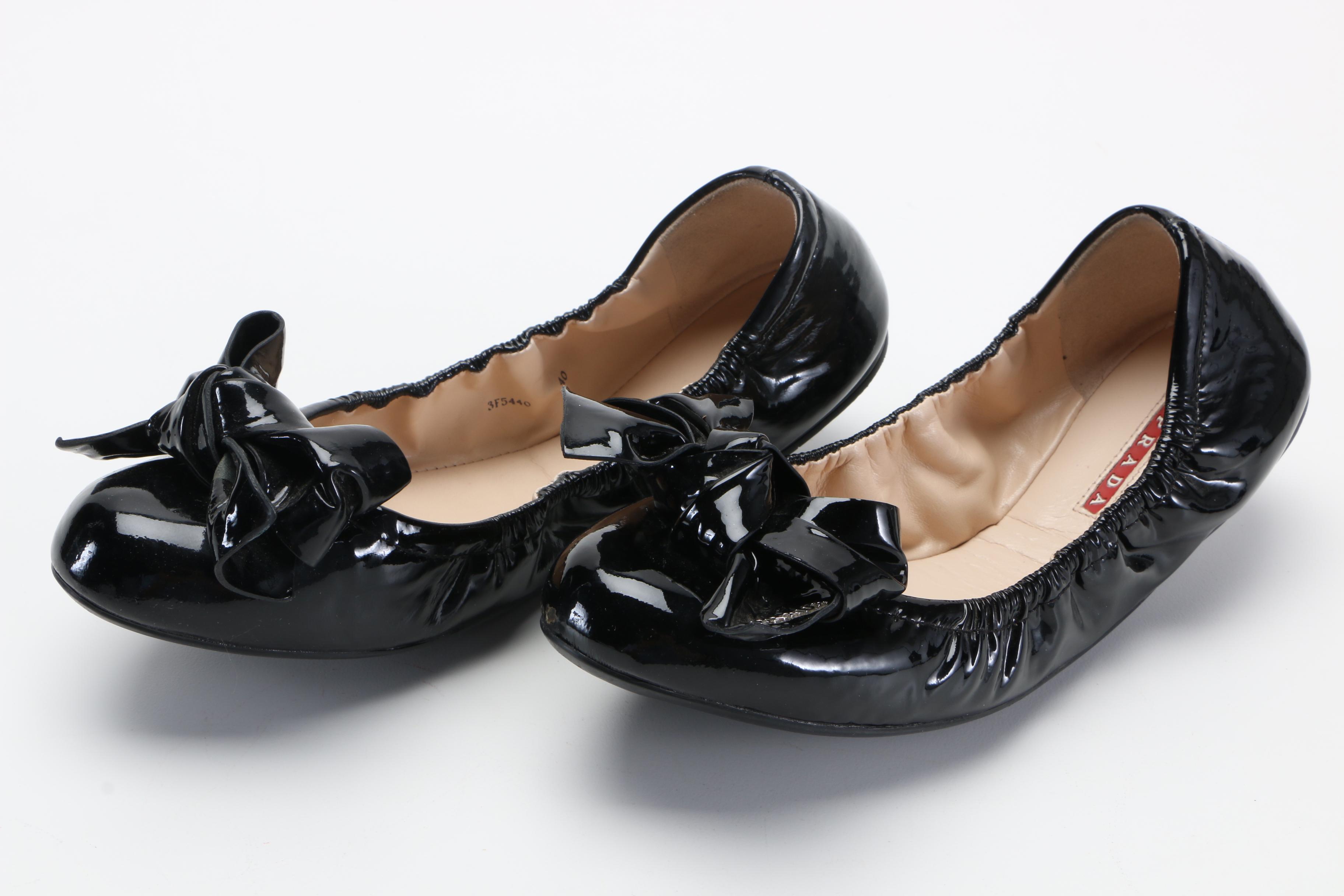 Two Pairs of Prada Flats With Bows