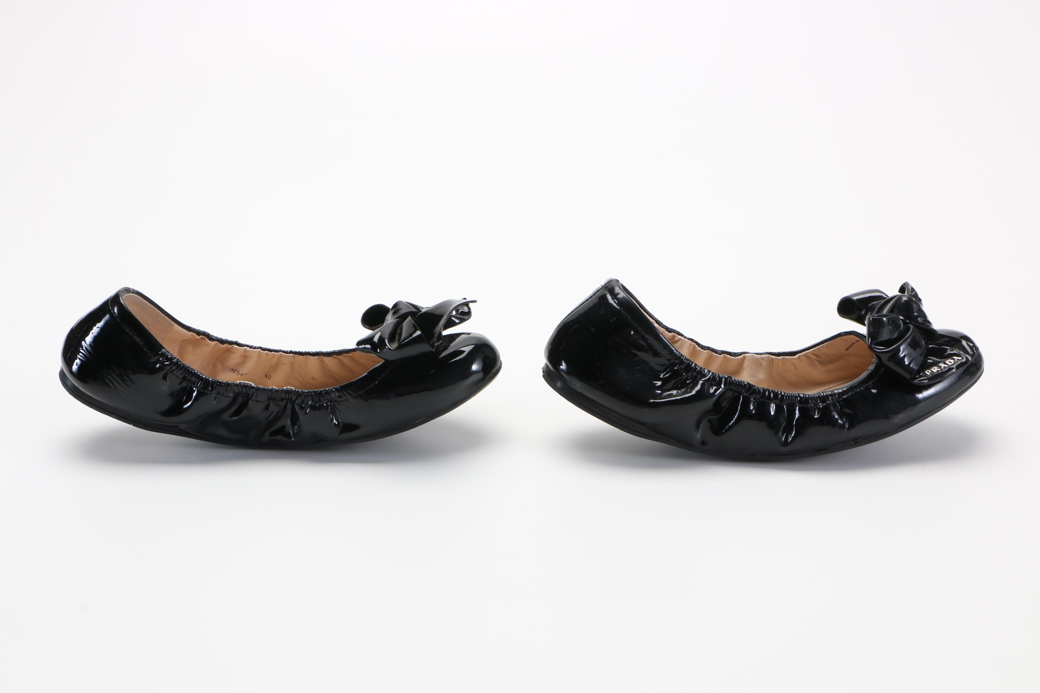 Two Pairs of Prada Flats With Bows