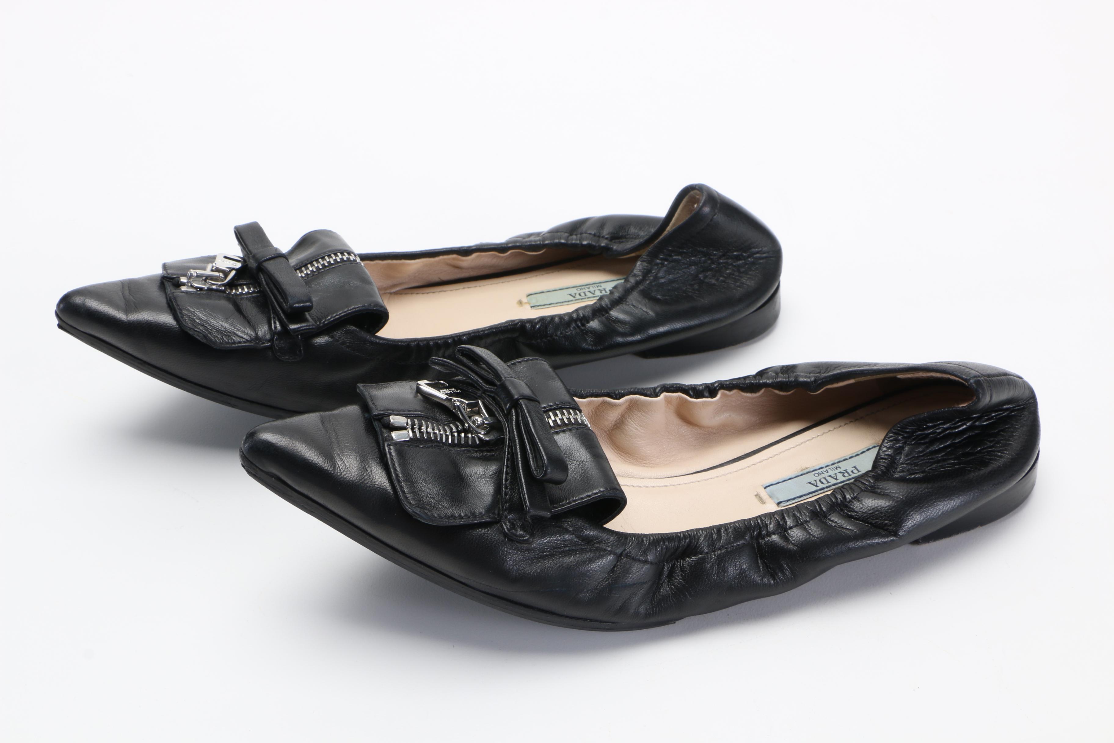 Two Pairs of Prada Flats With Bows