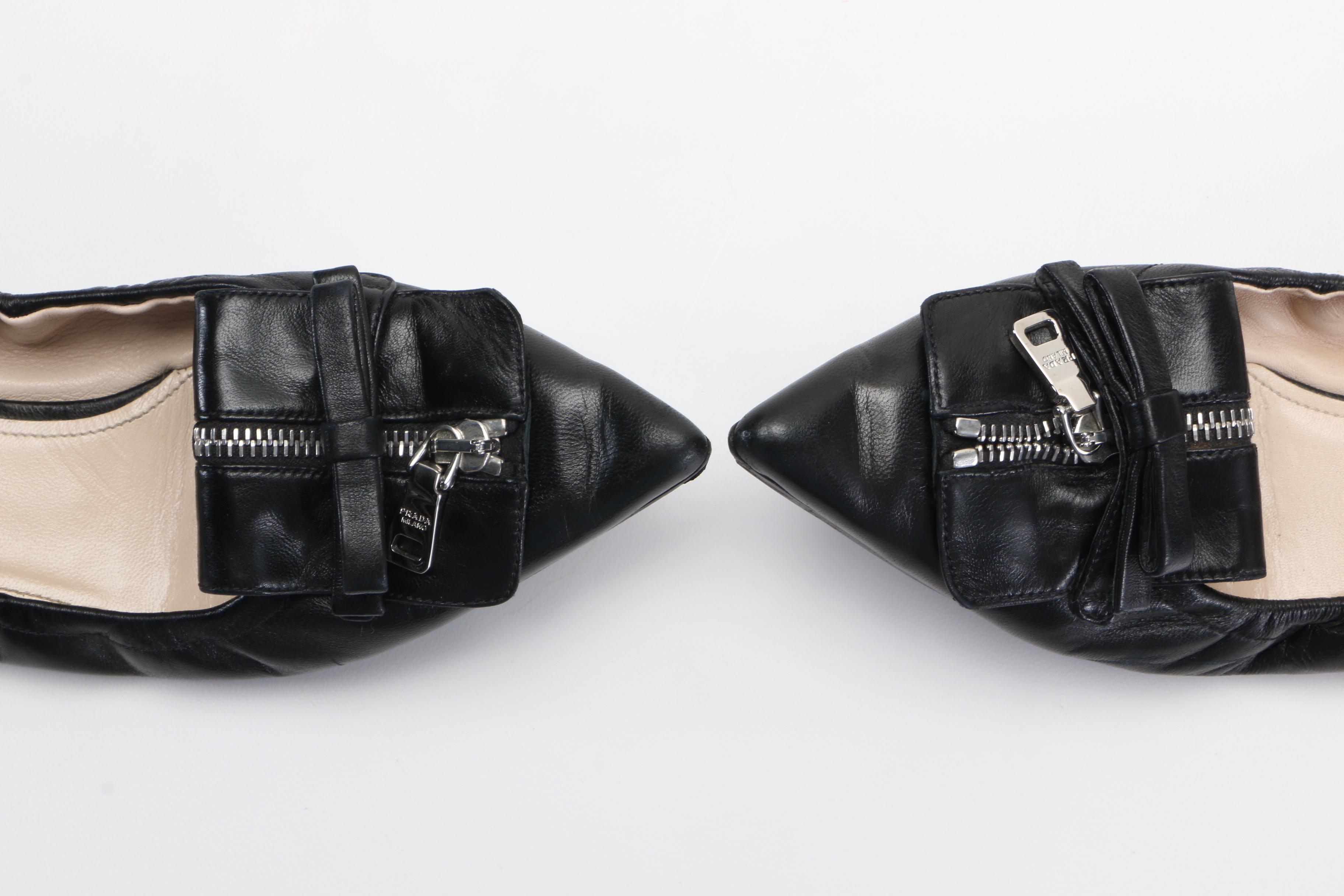 Two Pairs of Prada Flats With Bows