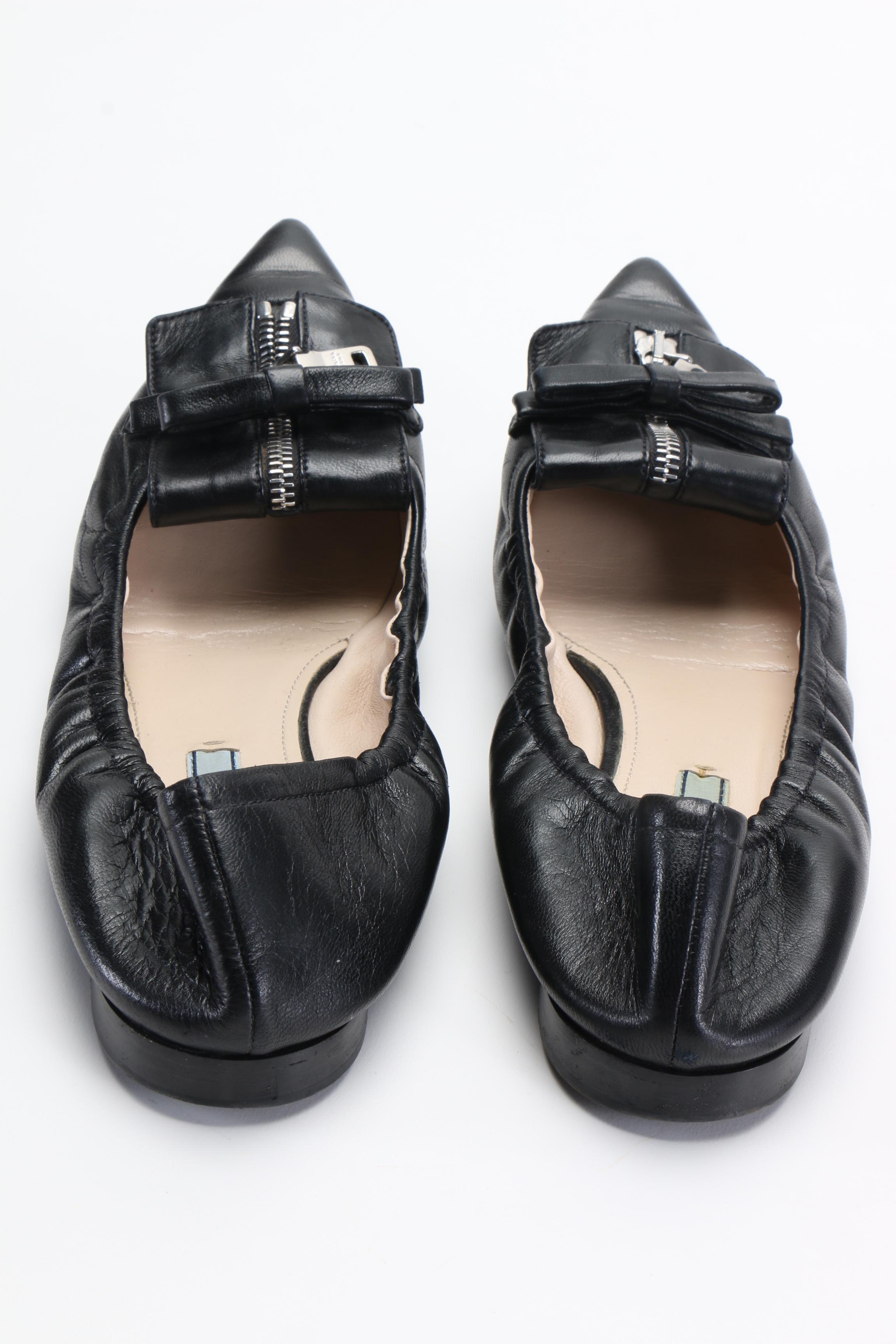 Two Pairs of Prada Flats With Bows