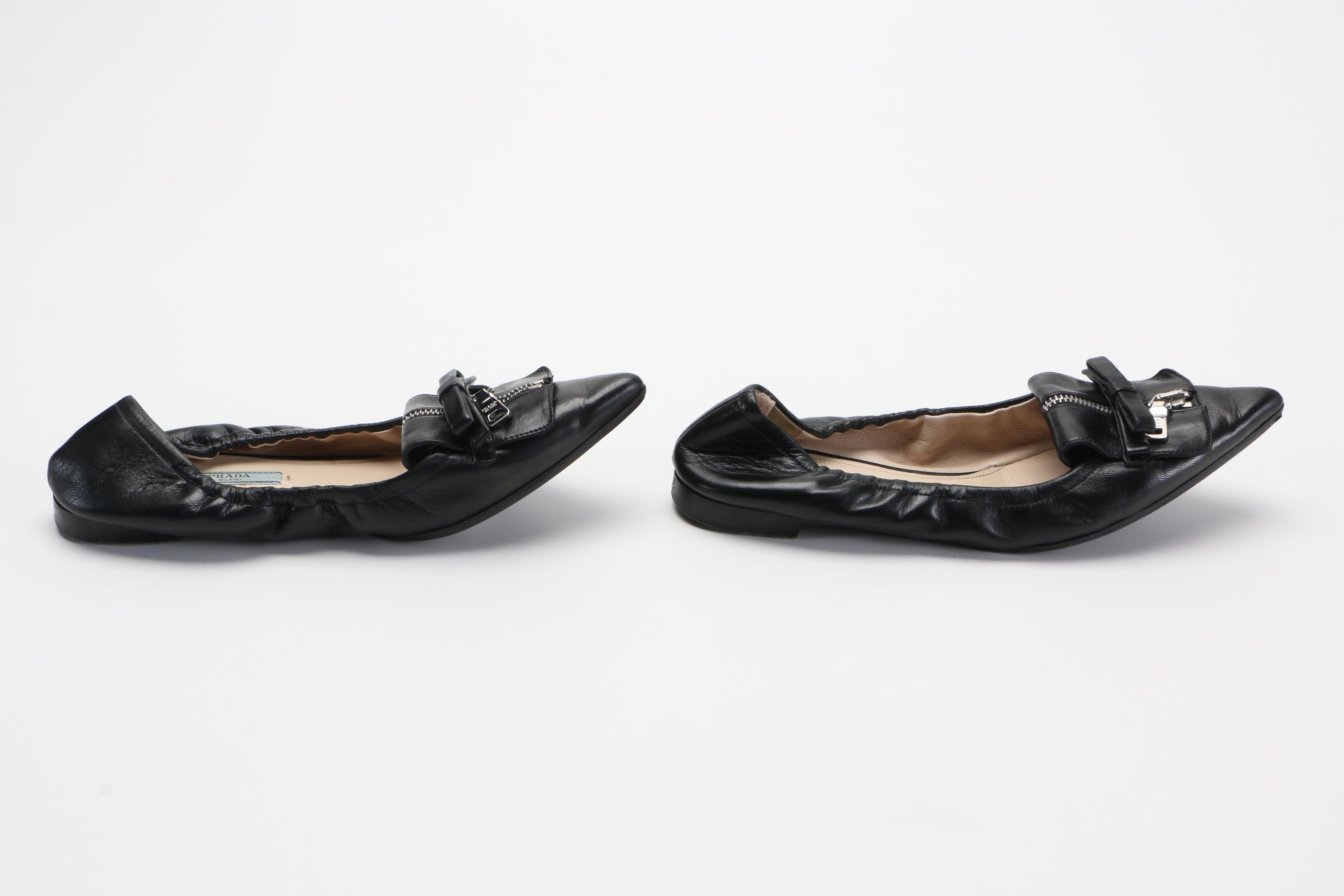 Two Pairs of Prada Flats With Bows