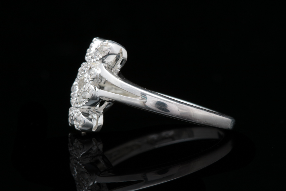 Sterling Silver and Diamond Butterfly Ring