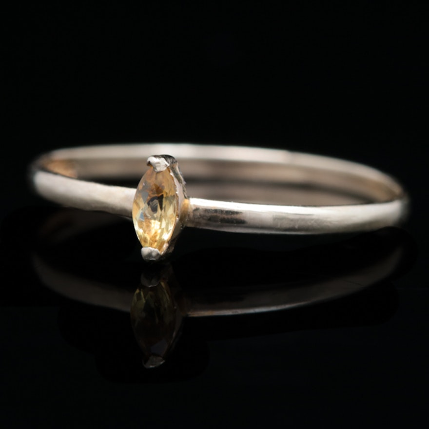 14K Gold and Citrine Solitaire Ring