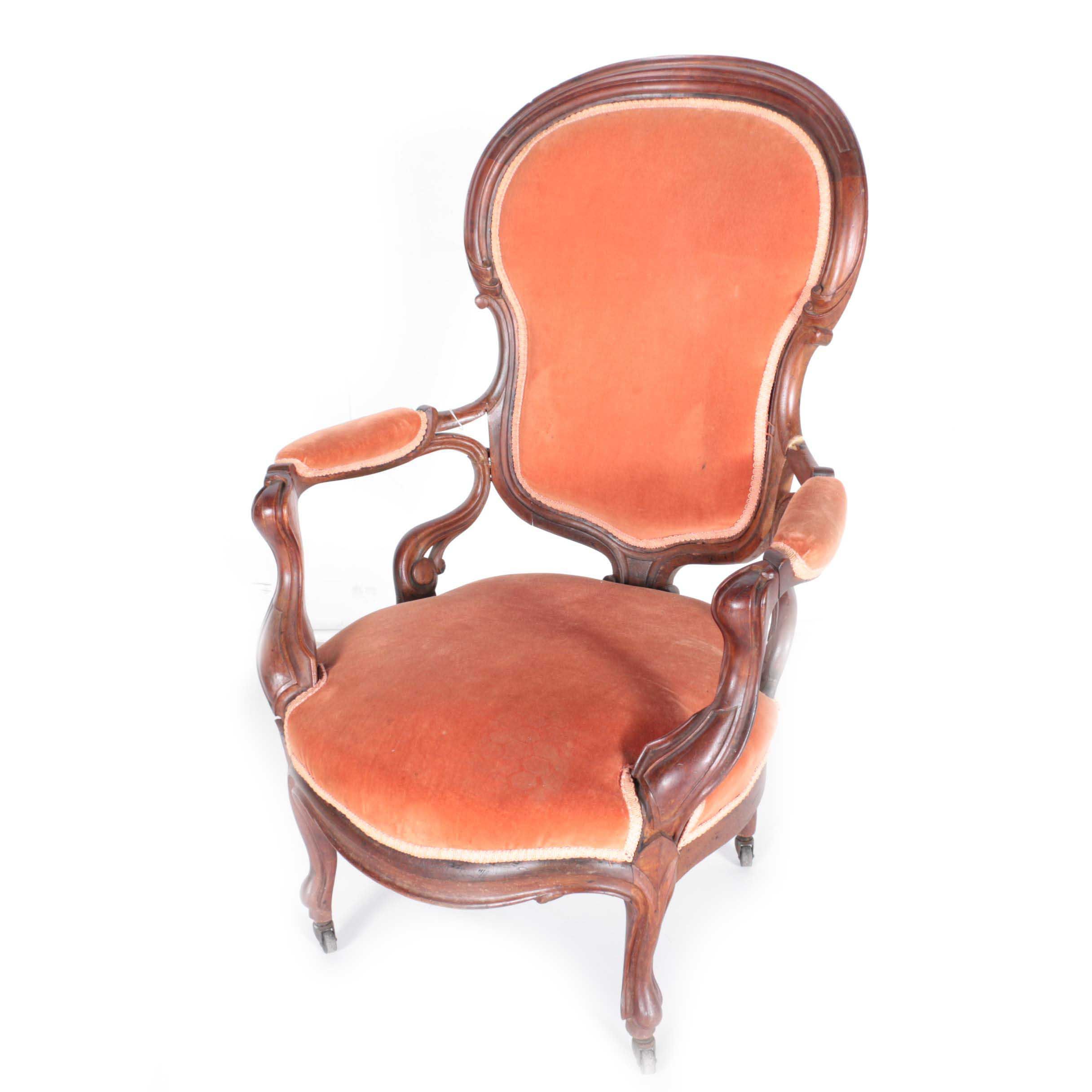 Antique Victorian Rococo Revival Parlor Chair