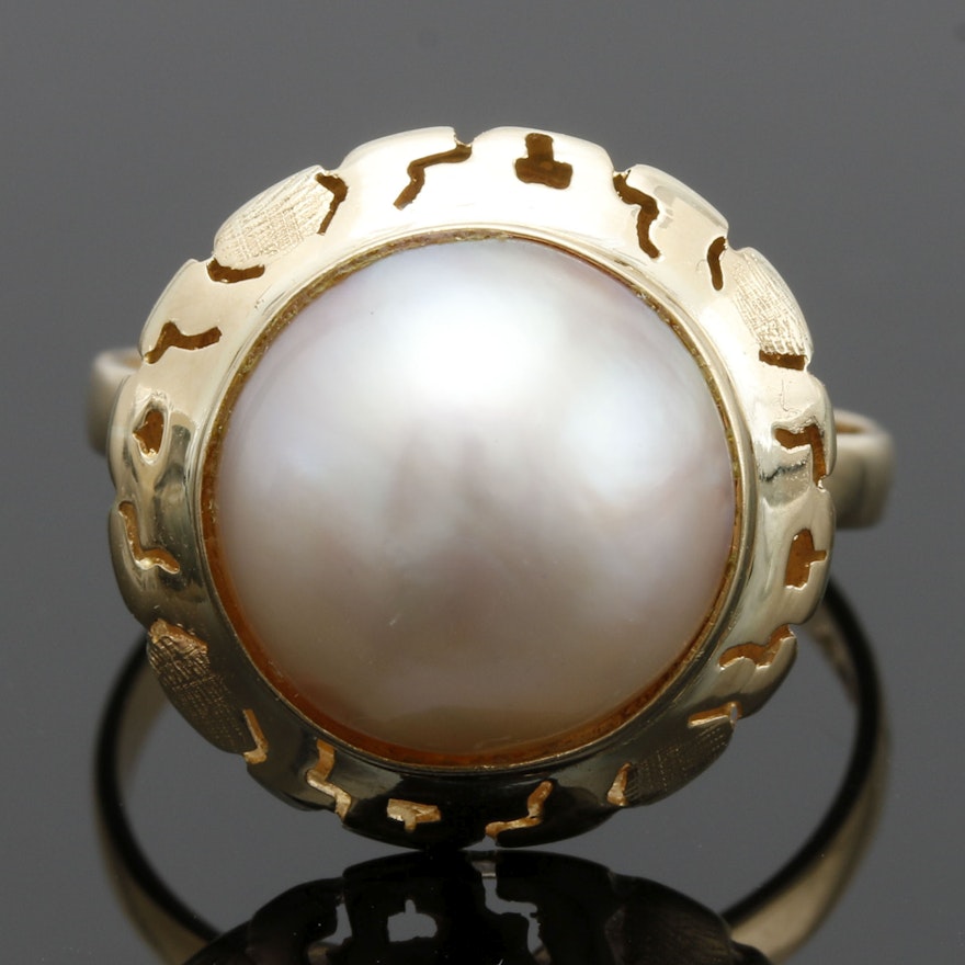 14K Yellow Gold Mabé Pearl Ring
