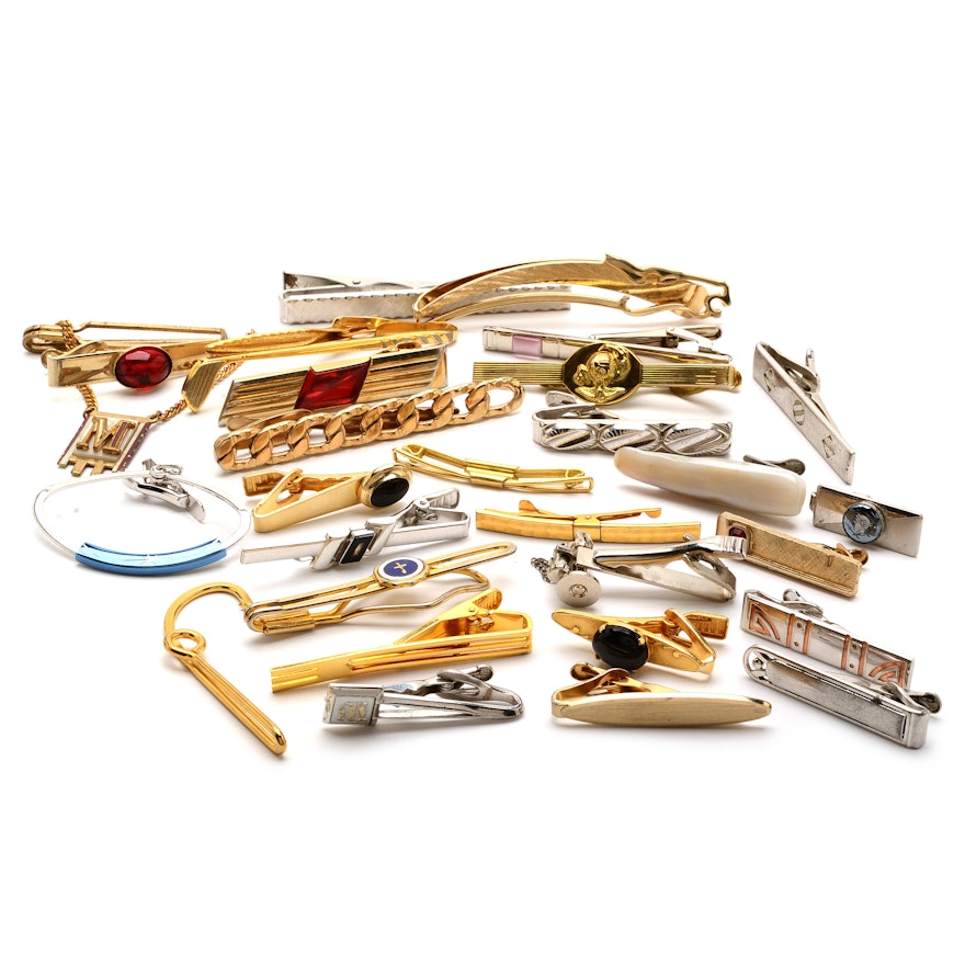 Assortment of Vintage Tie Clips and Tie Bars