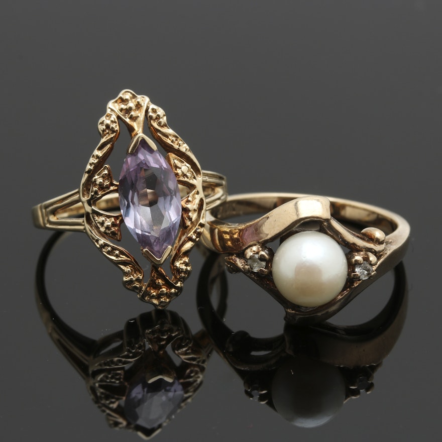 10K Yellow Gold Gemstone Rings