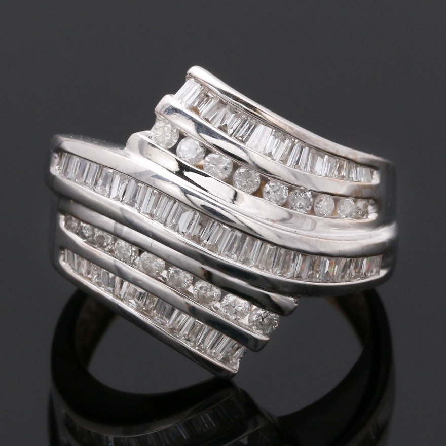 14K White Gold 1.35 CTW Diamond Ring